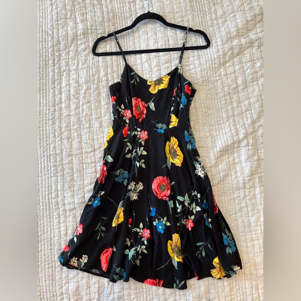 Old navy black floral mini dress sleeveless